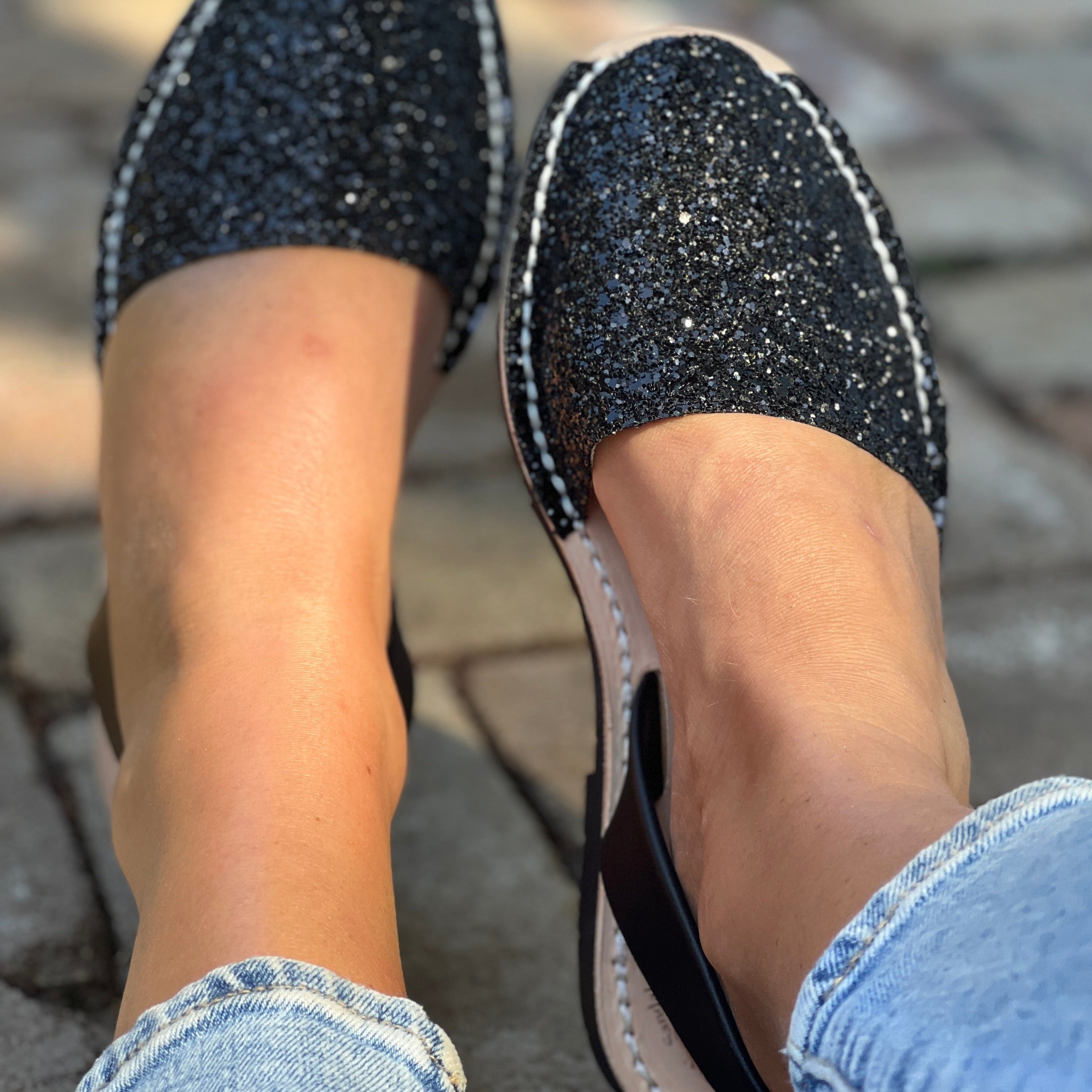 Black store glitter espadrilles